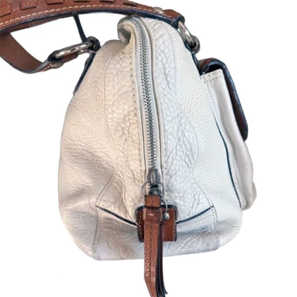 Coach Soho Buckle Dome Bag White Tan Pebbled Leather VGUC with Coach Hang Tag - Picture 6 of 12